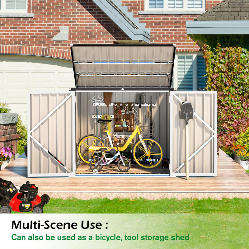 YODOLLA 46 Cu ft. Outdoor Horizontal Storage Shed in White with Multi-Opening Door Weather Resistant Metal Tool Shed