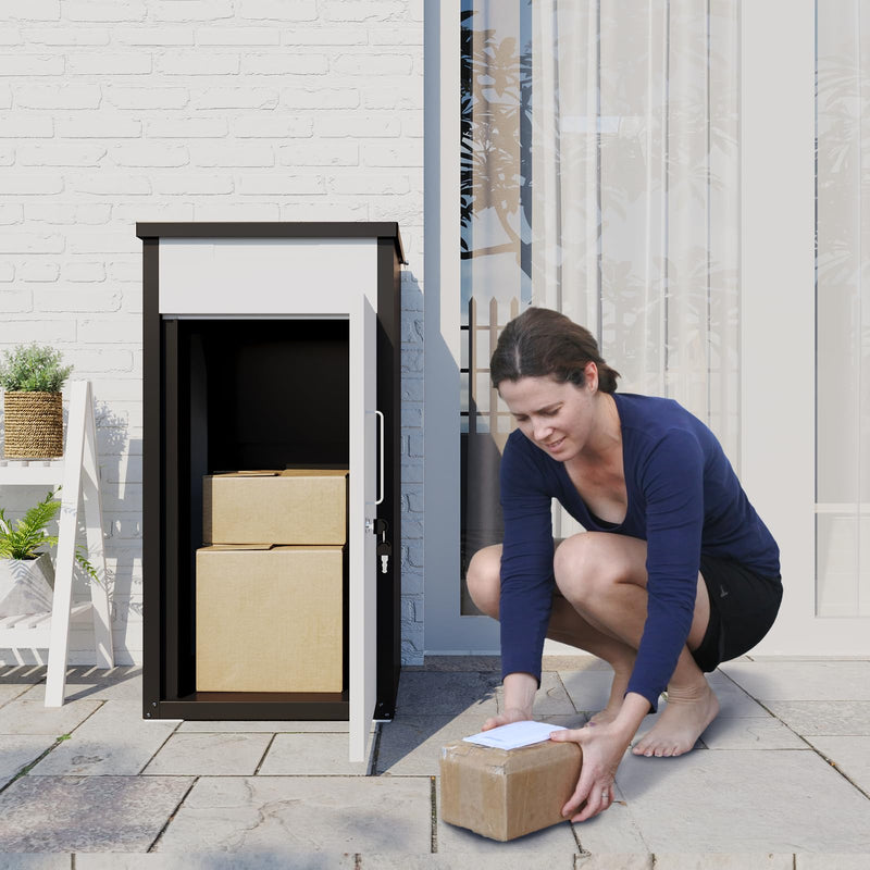 AECOJOY Package Delivery Boxes for Outside Parcel Drop Box Outdoor Storage Box Wall Mounted Express Mail Package Delivery Box 17" x 16" x 38.3" White