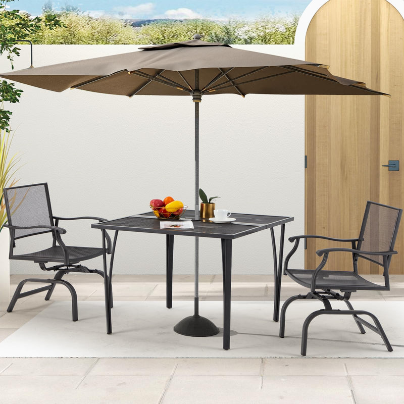AECOJOY 35" Outdoor Patio Dining Chairs Set of 2, Metal Sling Chairs with Spring Motion, for Patio, Porch, Deck, Backyard - Grey