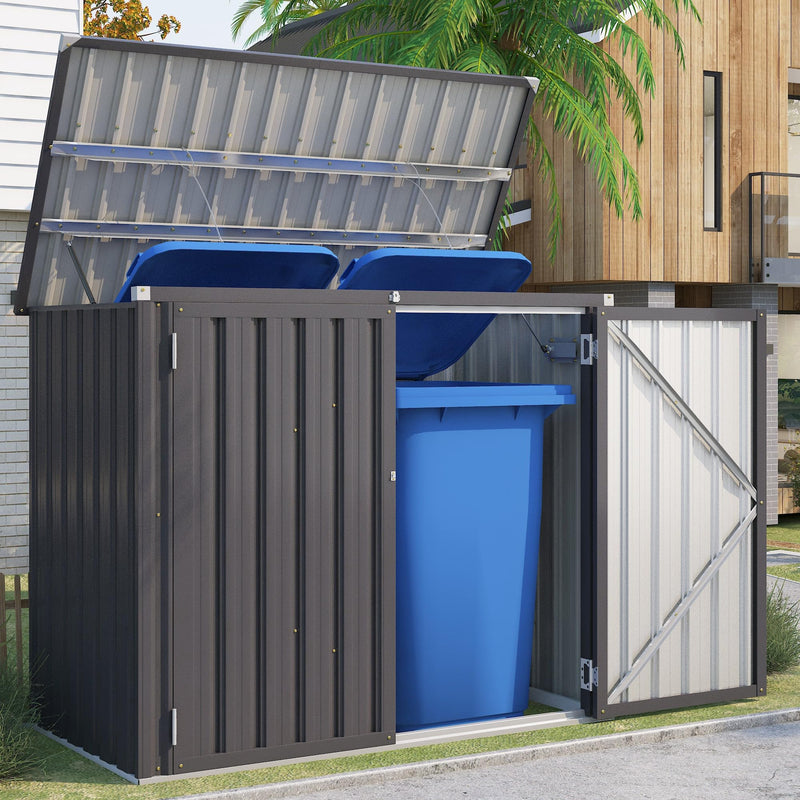 AECOJOY 46 Cu ft. Outdoor Horizontal Storage Shed with Multi-Opening Door Weather Resistant Metal Tool Shed in Gray