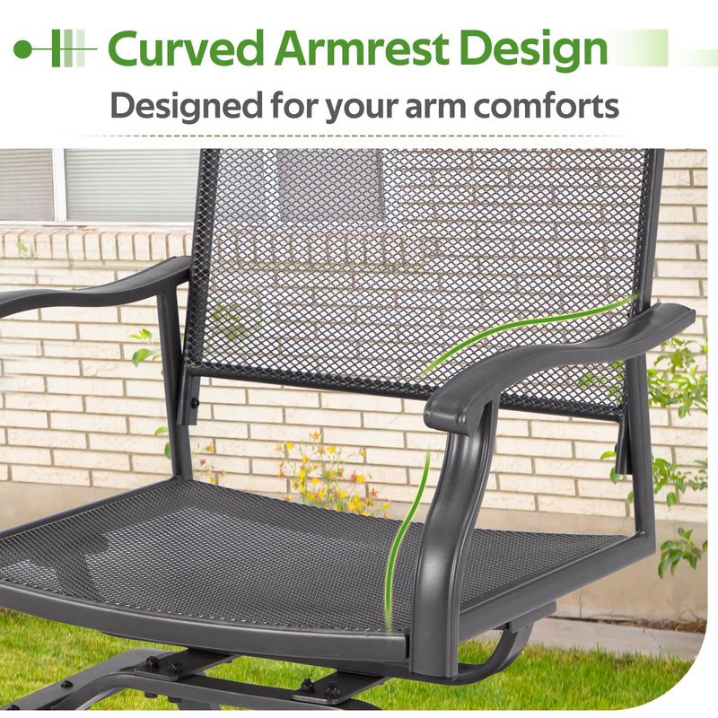 AECOJOY 35" Outdoor Patio Dining Chairs Set of 2, Metal Sling Chairs with Spring Motion, for Patio, Porch, Deck, Backyard - Grey