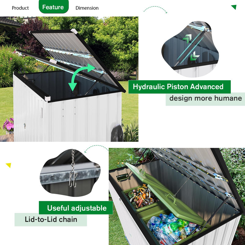 YODOLLA 46 Cu ft. Outdoor Horizontal Storage Shed in White with Multi-Opening Door Weather Resistant Metal Tool Shed