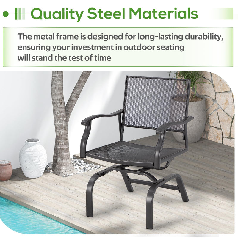 AECOJOY 35" Outdoor Patio Dining Chairs Set of 2, Metal Sling Chairs with Spring Motion, for Patio, Porch, Deck, Backyard - Grey