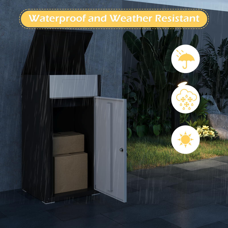 AECOJOY Package Delivery Boxes for Outside Parcel Drop Box Outdoor Storage Box Wall Mounted Express Mail Package Delivery Box 17" x 16" x 38.3" White