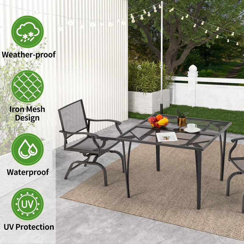 AECOJOY 35" Outdoor Patio Dining Chairs Set of 2, Metal Sling Chairs with Spring Motion, for Patio, Porch, Deck, Backyard - Grey