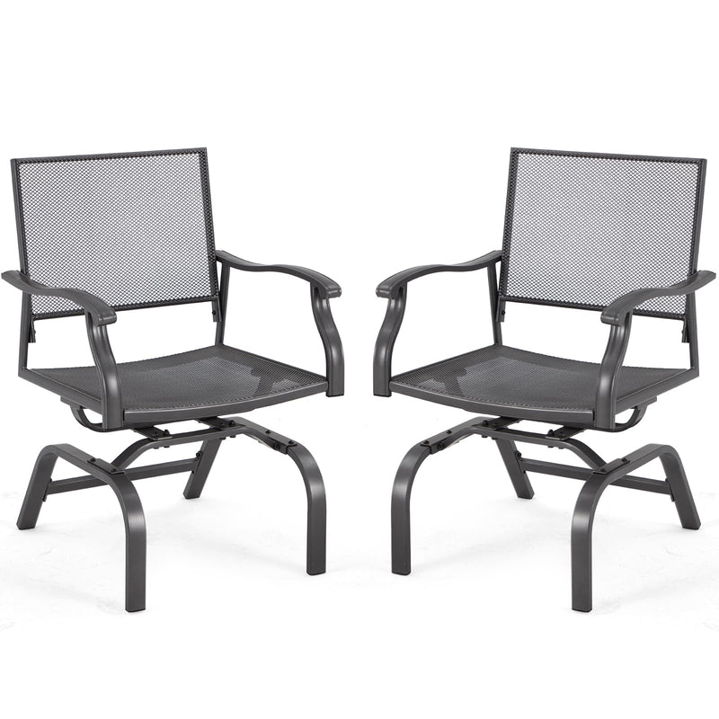 AECOJOY 35" Outdoor Patio Dining Chairs Set of 2, Metal Sling Chairs with Spring Motion, for Patio, Porch, Deck, Backyard - Grey