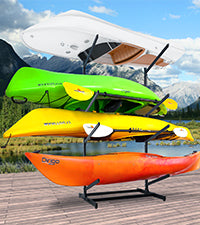 Danrelax 81" Kayak Storage Rack, Kayak Racks for Outdoor Storage: Heavy Duty Steel Adjustable Freestanding Stand for Canoes, Paddleboards, Surfboards