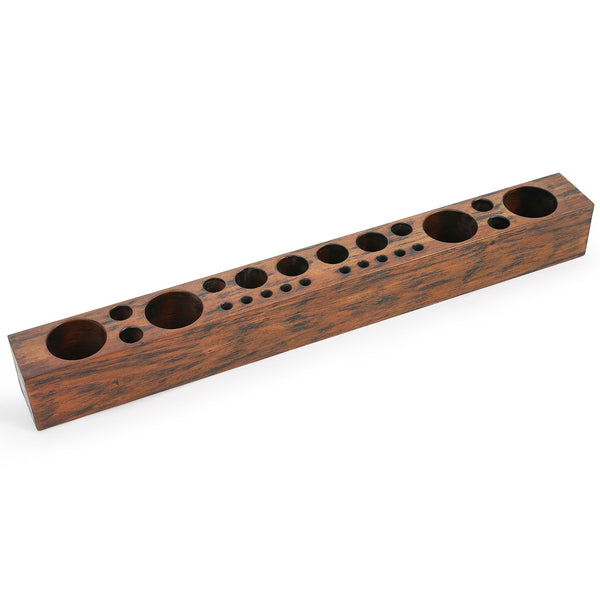 Danrelax Mahogany Pen Holder for Desk with Different Size Holes, 32.6*3.7*3.5 in