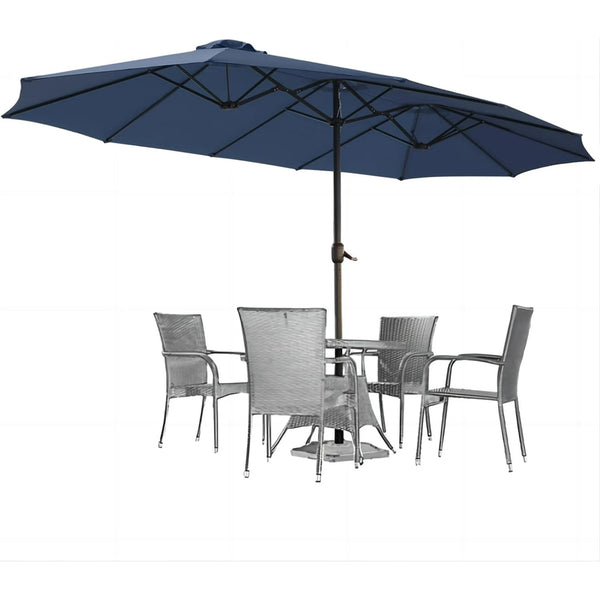 15 Ft Patio Double Sided Umbrella navy blue