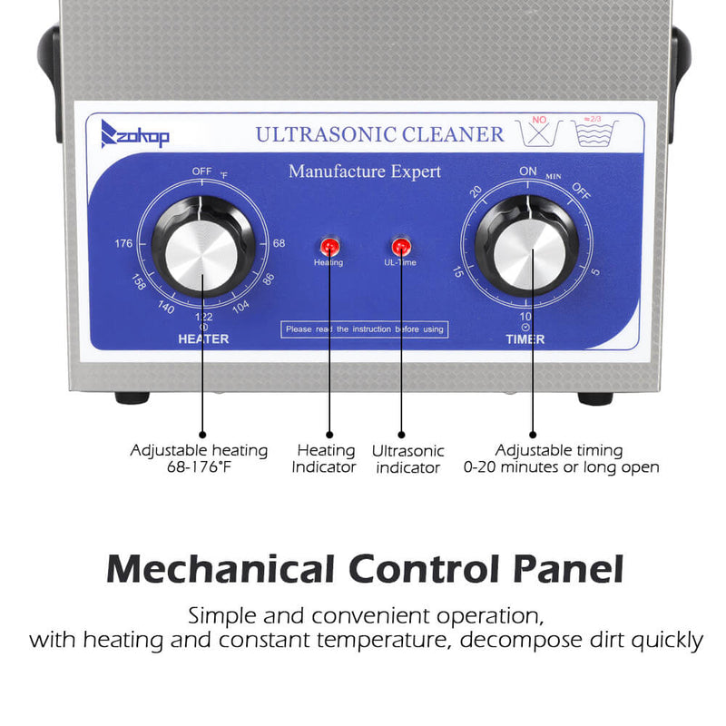 3L Commercial Ultrasonic Cleaner Large Capacity Stainless Steel with Heater and Digital Timer