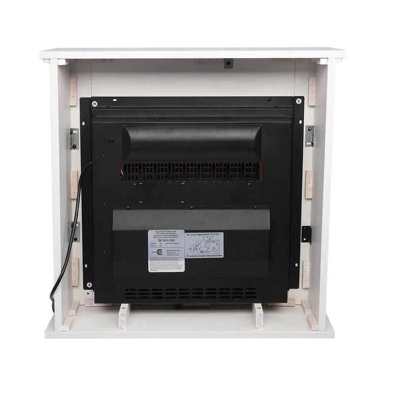 White Wood Cabinet Style 1400W Single Color Fake Wood Heating Wire With Small Remote Control Movement Black 18 Inches