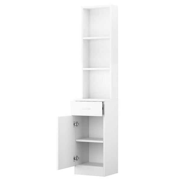 Standing 5 Compartments 1 Drawer 1 Door MDF Cabinet White