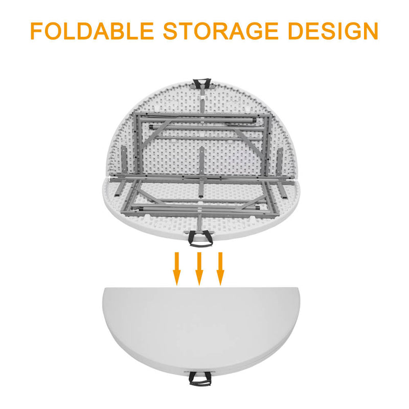 48 inches Round Folding Table Outdoor Folding Utility Table White