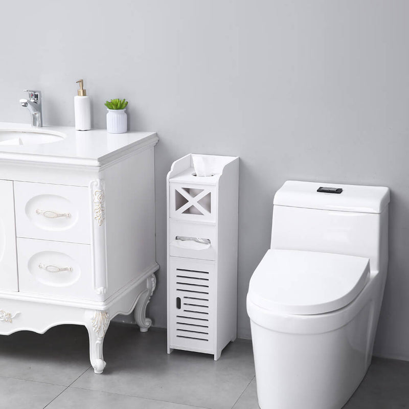 Narrow Cabinet for Pvc Toilet Cross Tissues Two Tissue Storages