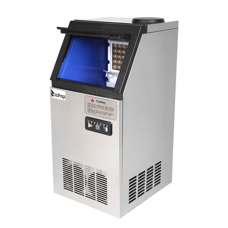 68KG/24H Refrigerator Stainless Steel Transparent Cover Commercial Ice Machine