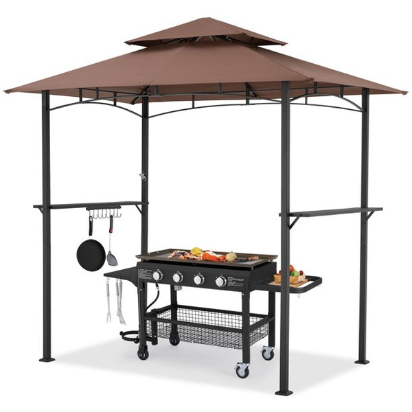 AECOJOY 8' x 5' Outdoor Grill Gazebo Brown
