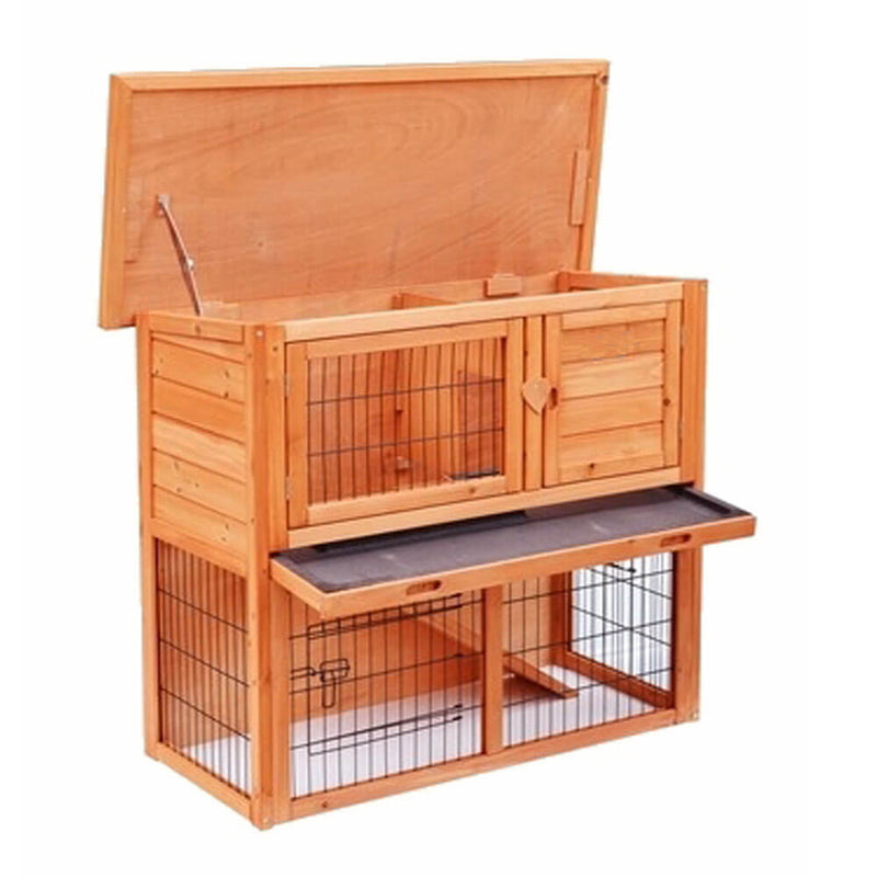 36 inches Waterproof 2 Tiers Pet Hutch Wood Color