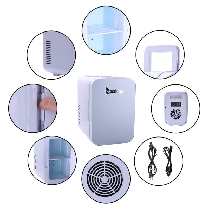 6L Electric Mini Refrigerator, Portable Electric Cooler & Warmer with Handle, Compact Car Refrigerator Cooler, Gray