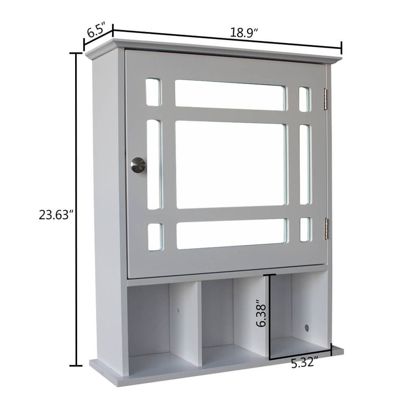 Single Door Three Compartment Storage Bathroom Cabinet –White