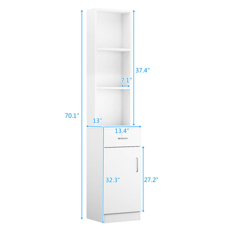 Standing 5 Compartments 1 Drawer 1 Door MDF Cabinet White
