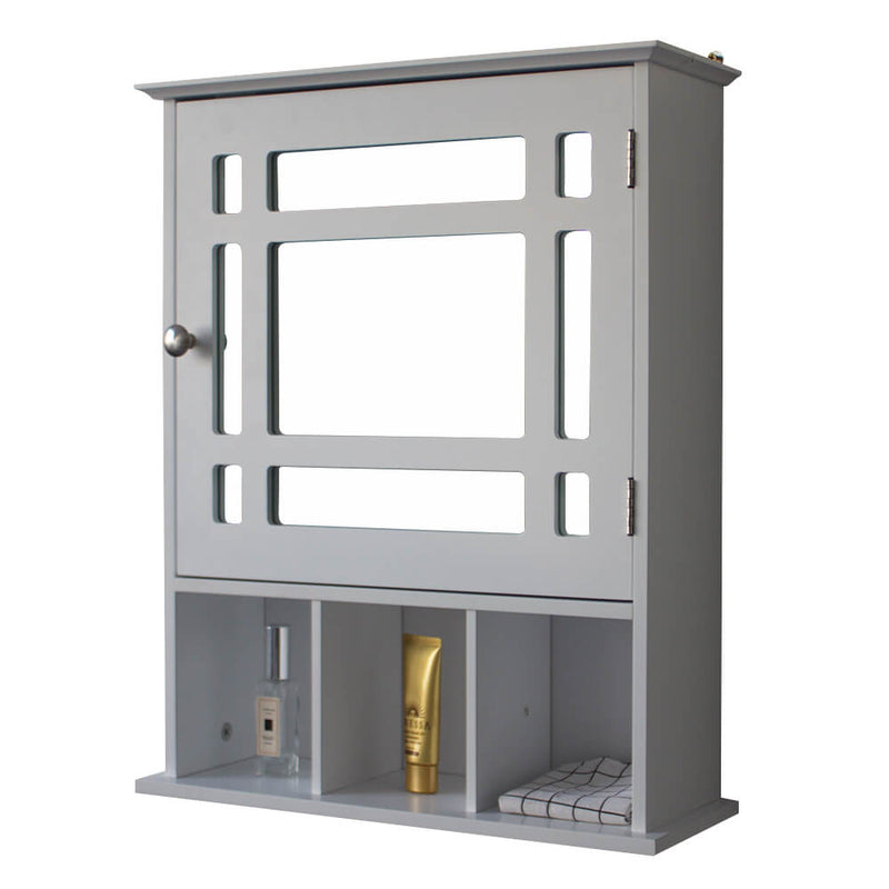 Single Door Three Compartment Storage Bathroom Cabinet –White