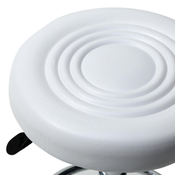 Round Stool with Lines Rotation Bar Stool White