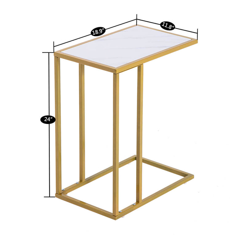 Marble Simple C-Side Table White