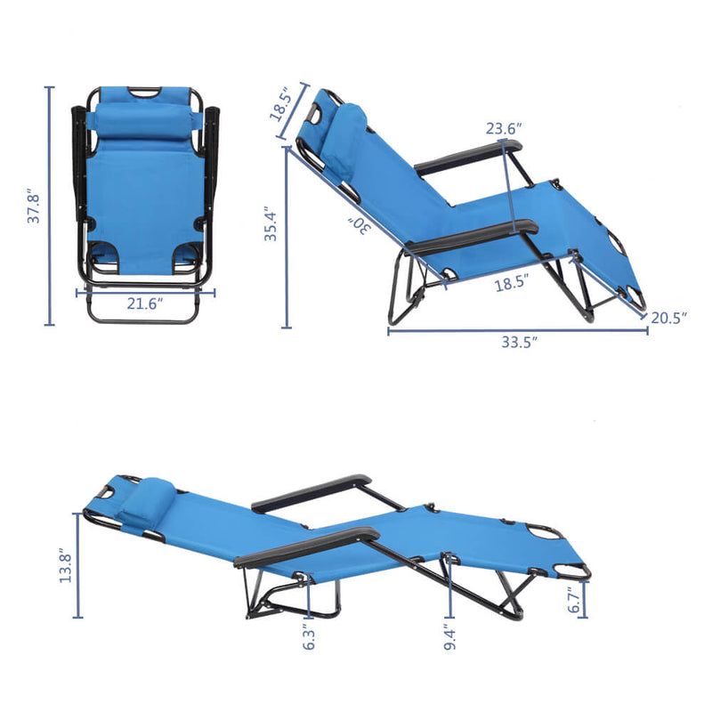 Portable Dual Purposes Extendable Folding Reclining Chair Blue