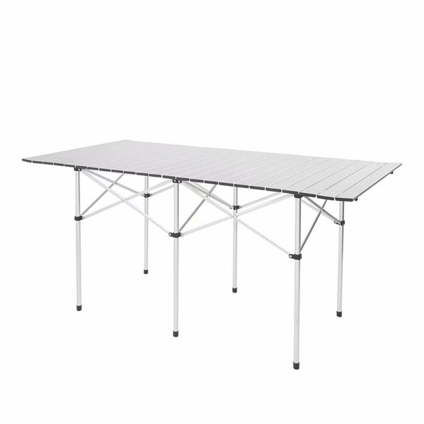 Portable Aluminum Folding Table Lightweight Outdoor Roll-Up Camping Picnic Table with Storage Bag, 55'' x 28'' x 8'', Silver