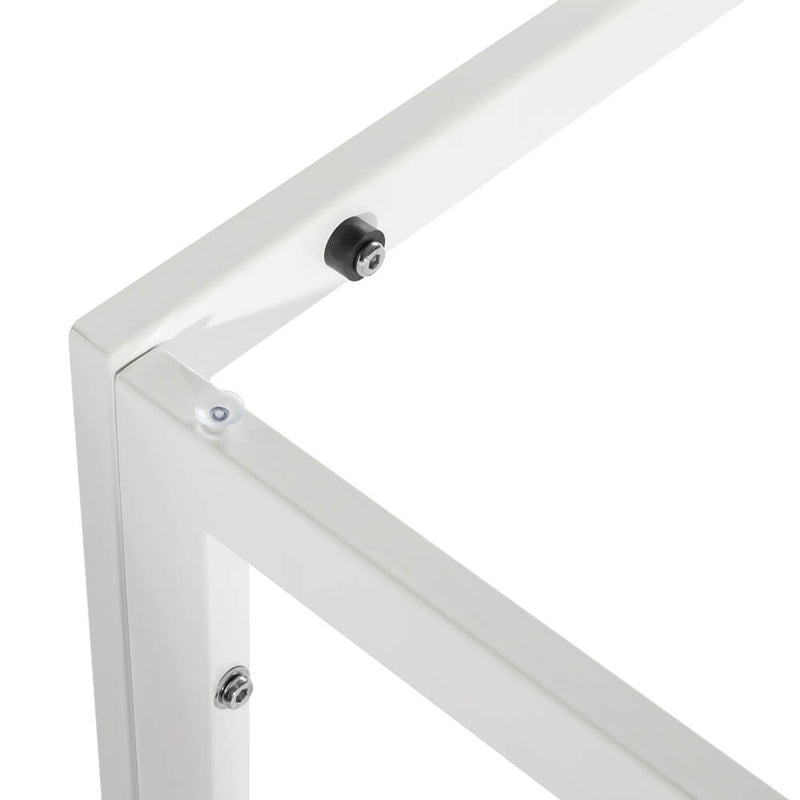 Simple Assembled Tempered Glass & Iron Dinner Table White