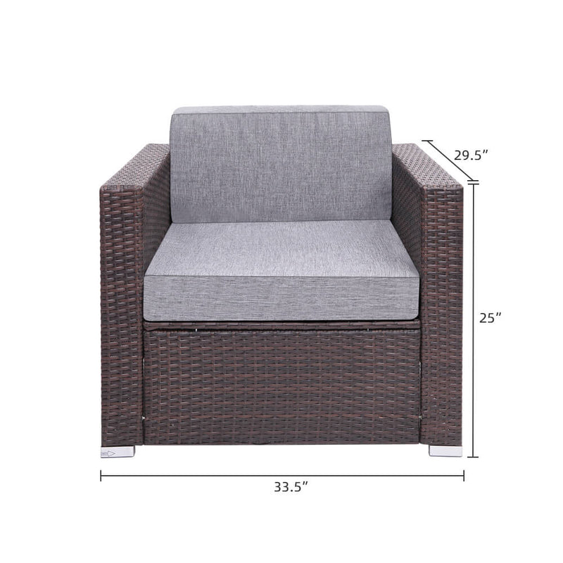 9 Pieces Patio PE Wicker Rattan Sectional Sofa Set Brown