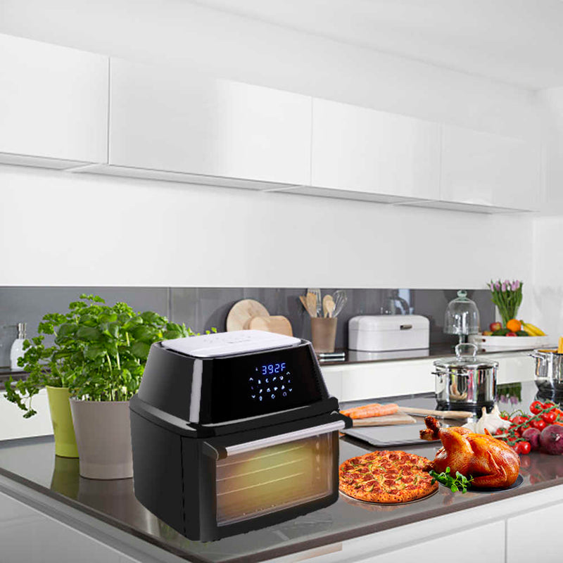 All-in-One Air Fryer Oven Family Size Roast, Bake, Dehydrator, Oilless Cooker Black