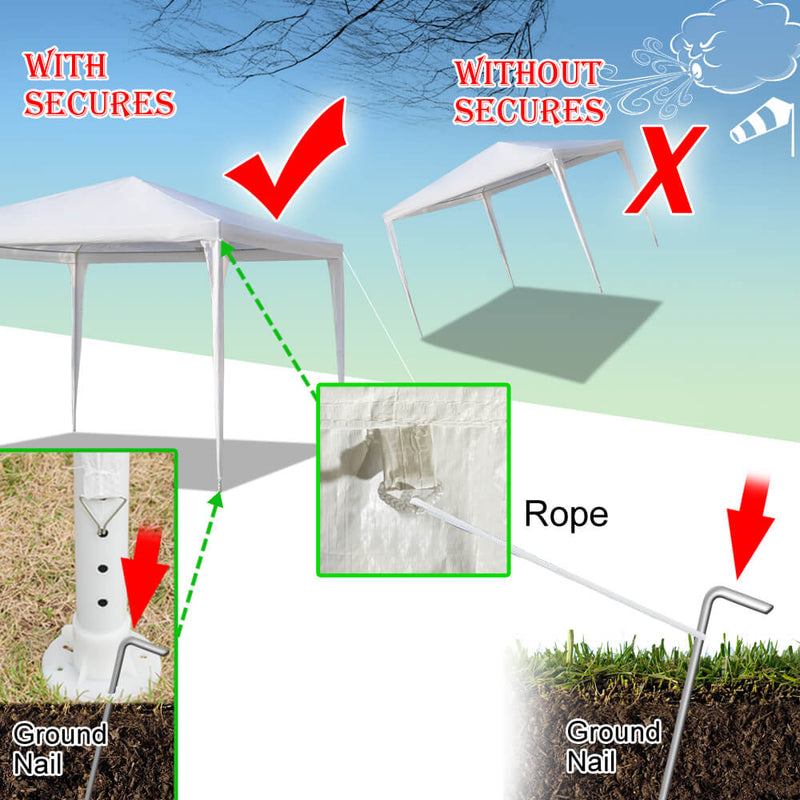 Portable Waterproof Canopy Tent Four Sides with Spiral Tubes White, 10 x 10 ft