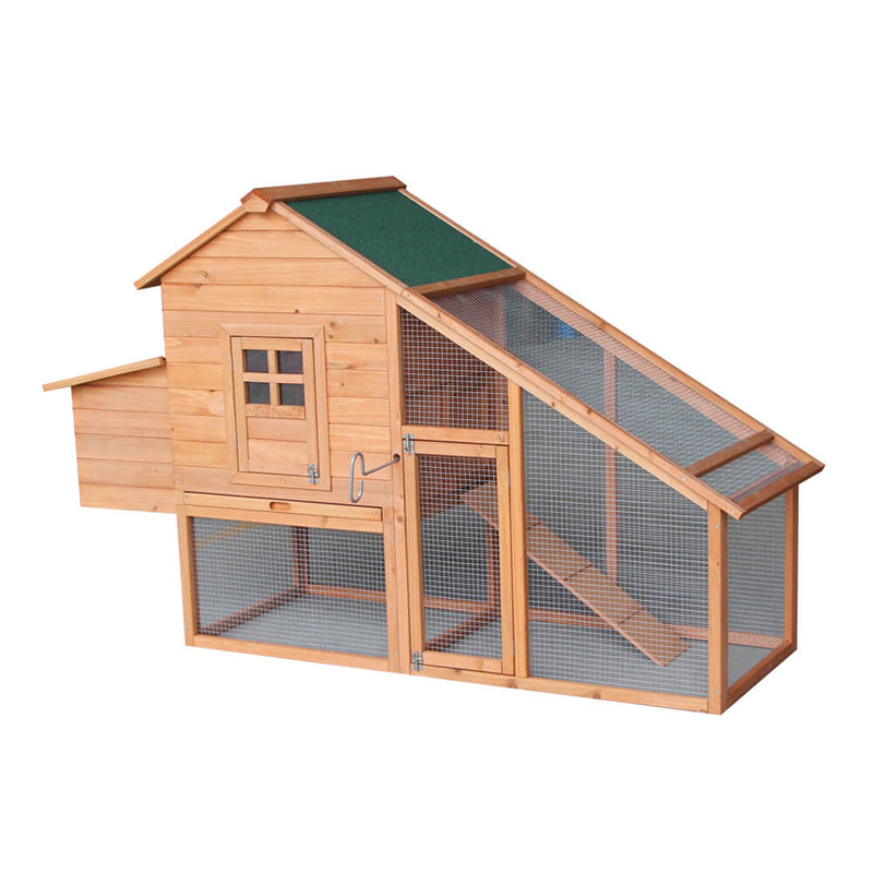 75 inches Waterproof Roof Two-tier Wooden Chicken Coop Rabbit Poultry Cage Habitat