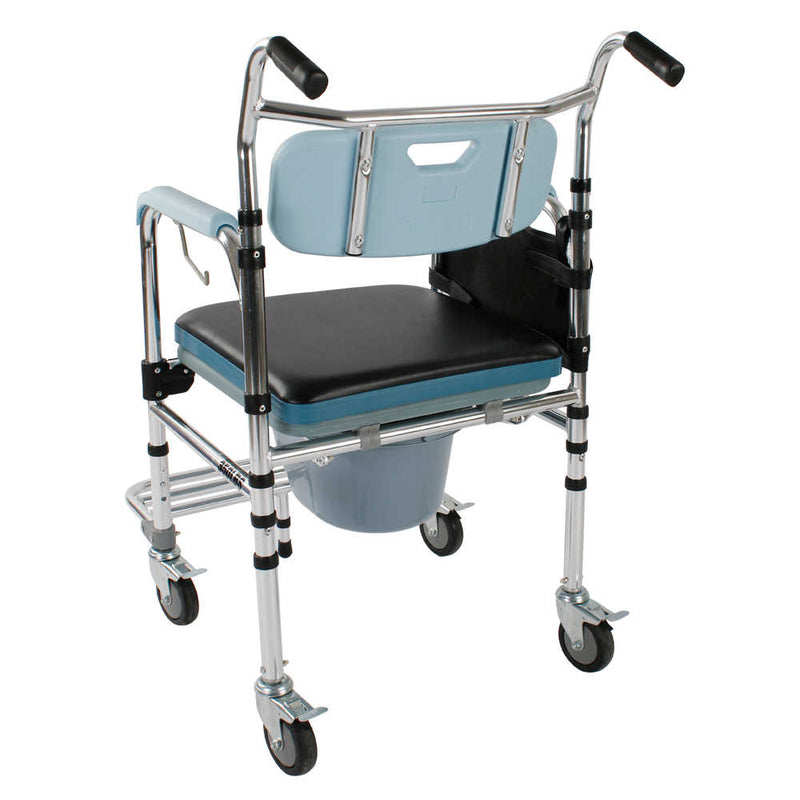 4 in 1 Multifunctional Aluminum Elder People Commode Chair Bath Chair Light Blue