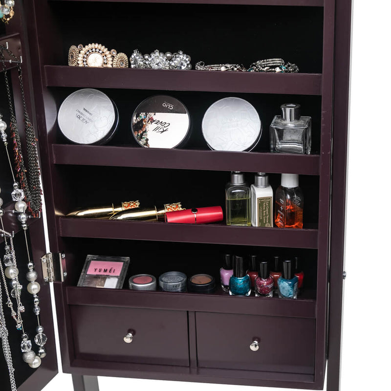 Wooden Floor Type 4-Layer Shelf Adjustable Mirror Cabinet
