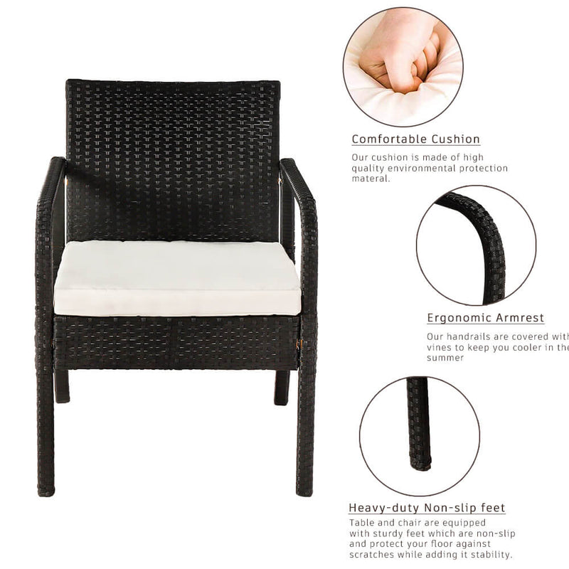 4 Pieces Outdoor Sectional Furniture Set, Patio Rattan Wicker Chair, Black