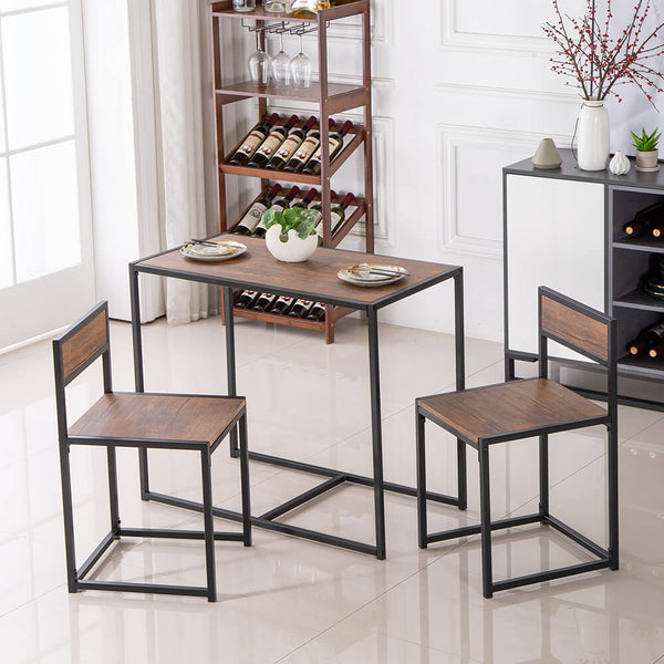 Elm Wood Simple Breakfast Table And Chair Three-Piece