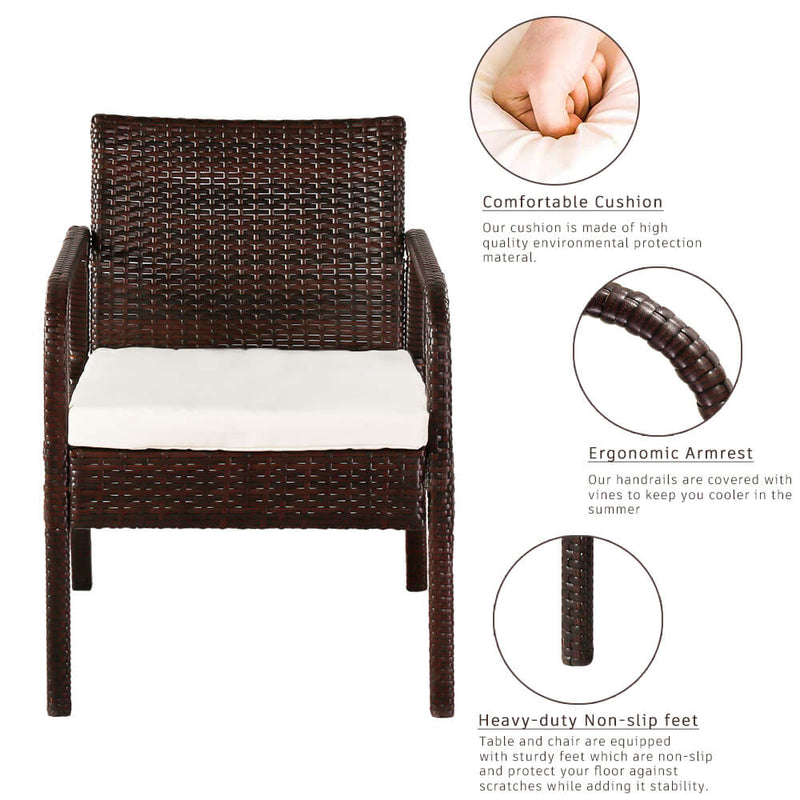 4 Pieces Patio Rattan Wicker Chair, Outdoor Sectional Furniture Set, Brown