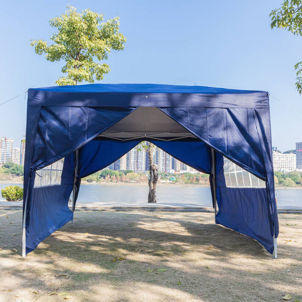 Homhum Waterproof Canopy Tent 10 x 10 ft Foldable Commercial Instant Tents with Carry Bag Blue