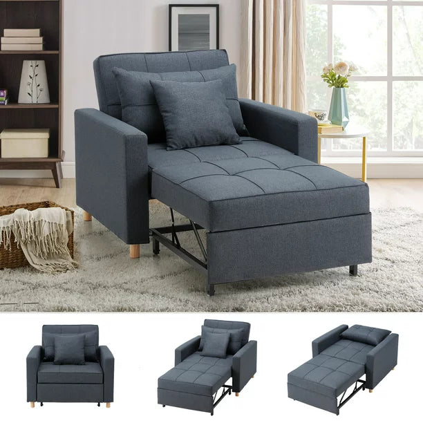 3-in-1 Futon Sofa Bed Chair Navy