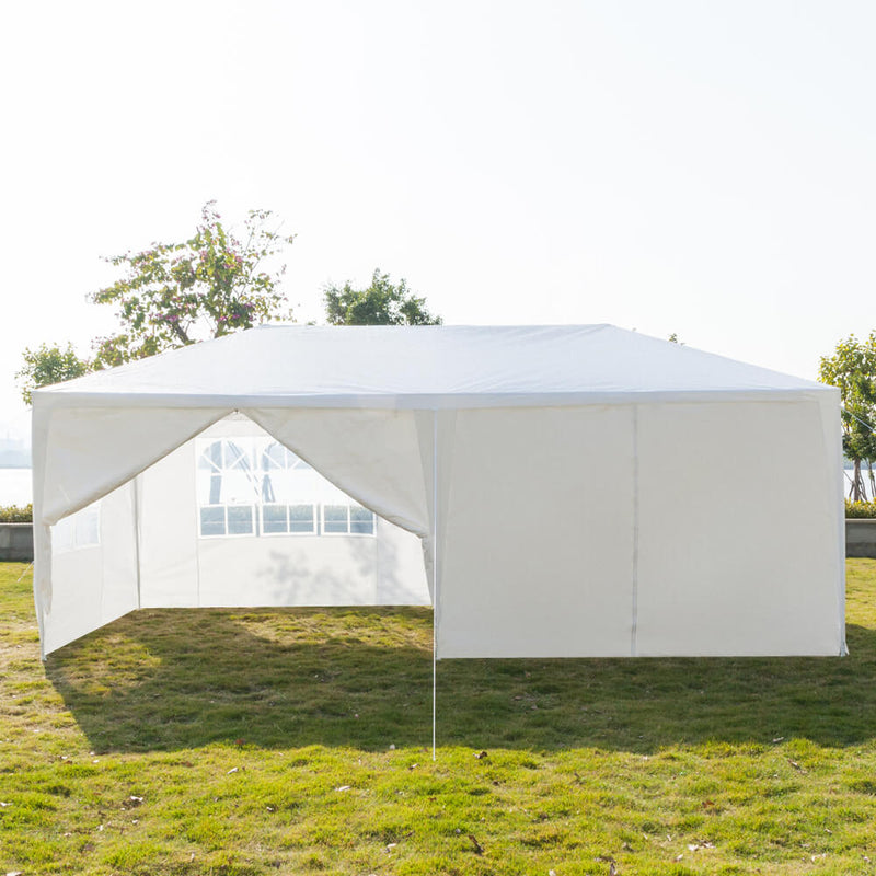 Outdoor Canopy Tent 10 x 20 ft with Spiral Tubes White Six Sides 2 Doors & 4 Windows