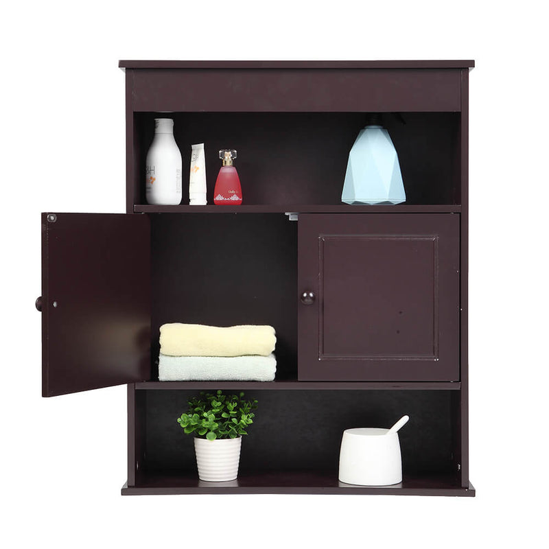 Two-door Bathroom Cabinet with Upper and Lower Layers Brown