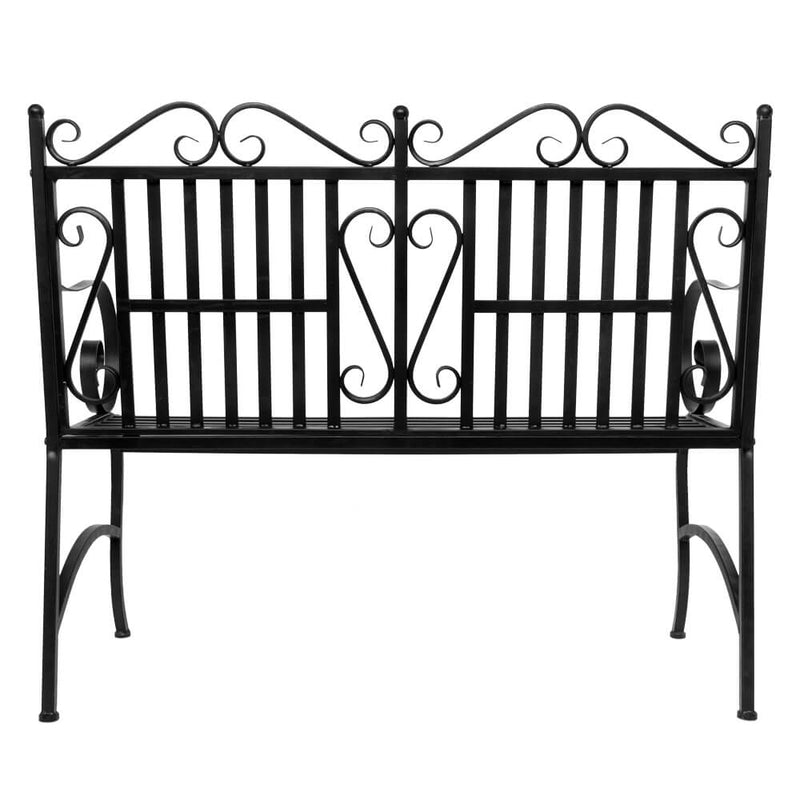 2-Seat Foldable Outdoor Patio Garden Bench Porch Chair with Steel Frame Solid Construction