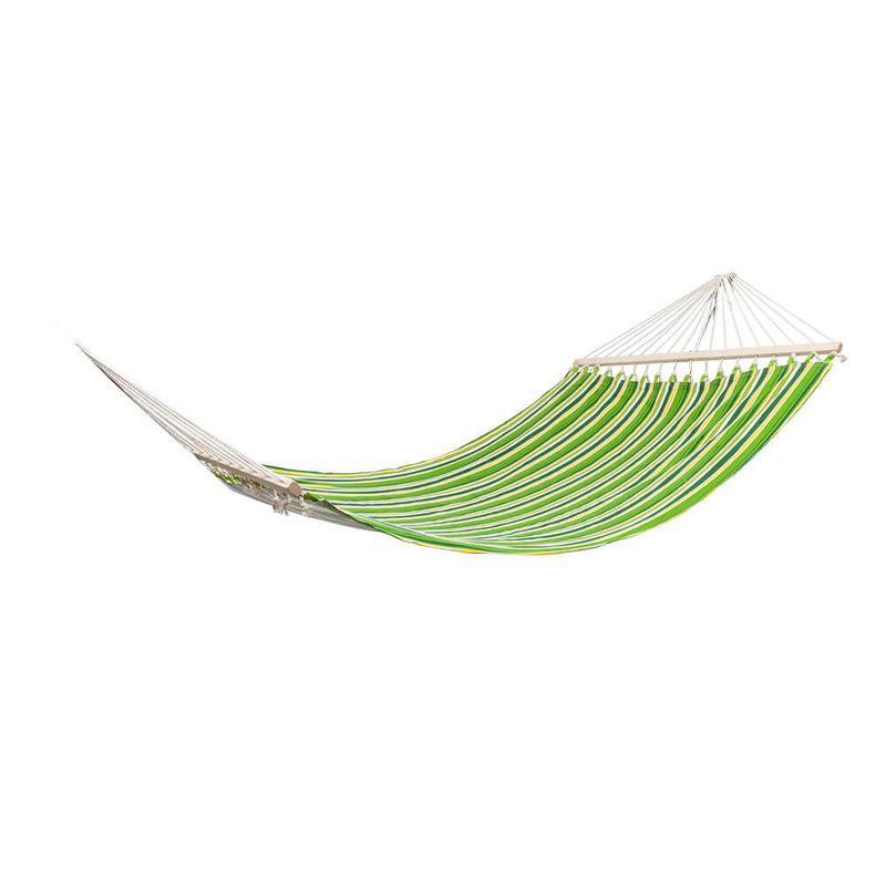 2 Person Double Hammock Bed with Wood Spreader Bar, Portable Patio Swing Hammocks, Green