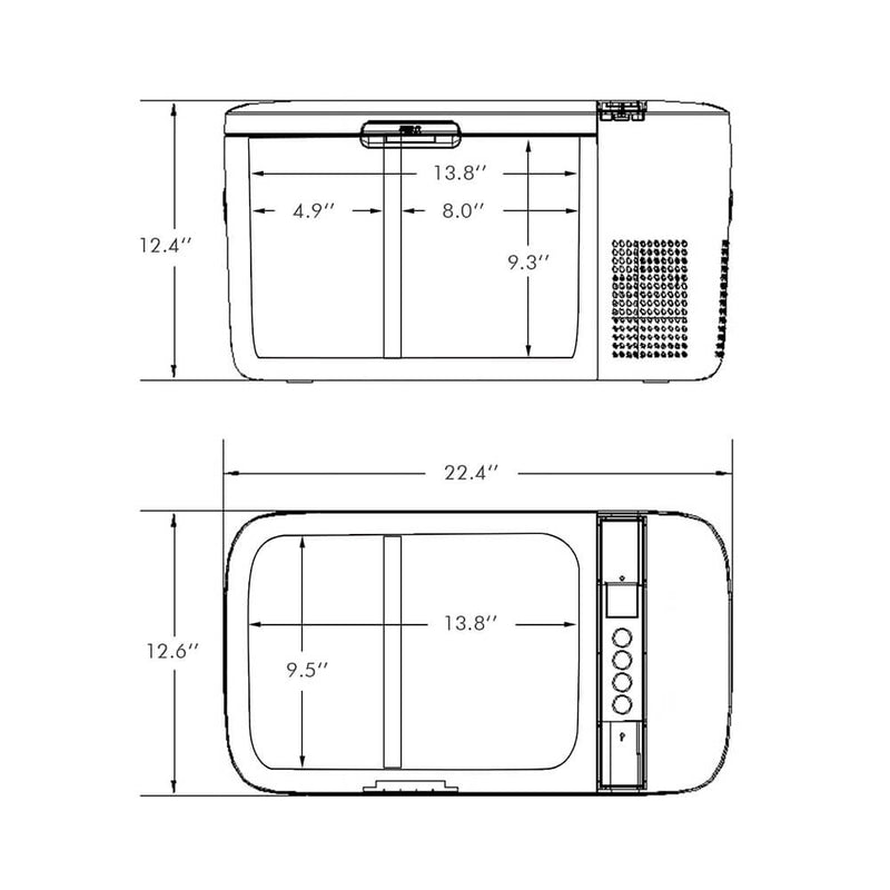12V Dual Zone Portable Refrigerator Mini Fridge for Outdoor, Home Use White