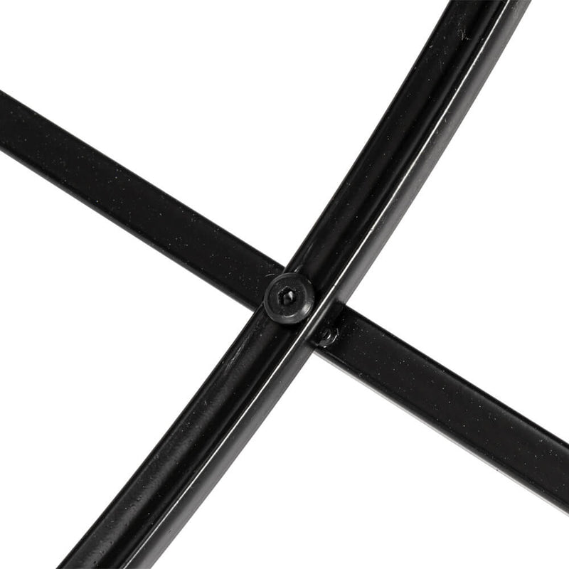 Round Wrought Iron Coffee Table 2 Layers Tempered Glass Countertops Black 27 Inches