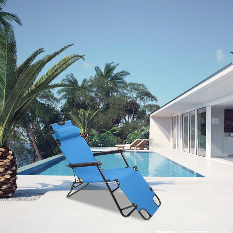 Portable Dual Purposes Extendable Folding Reclining Chair Blue
