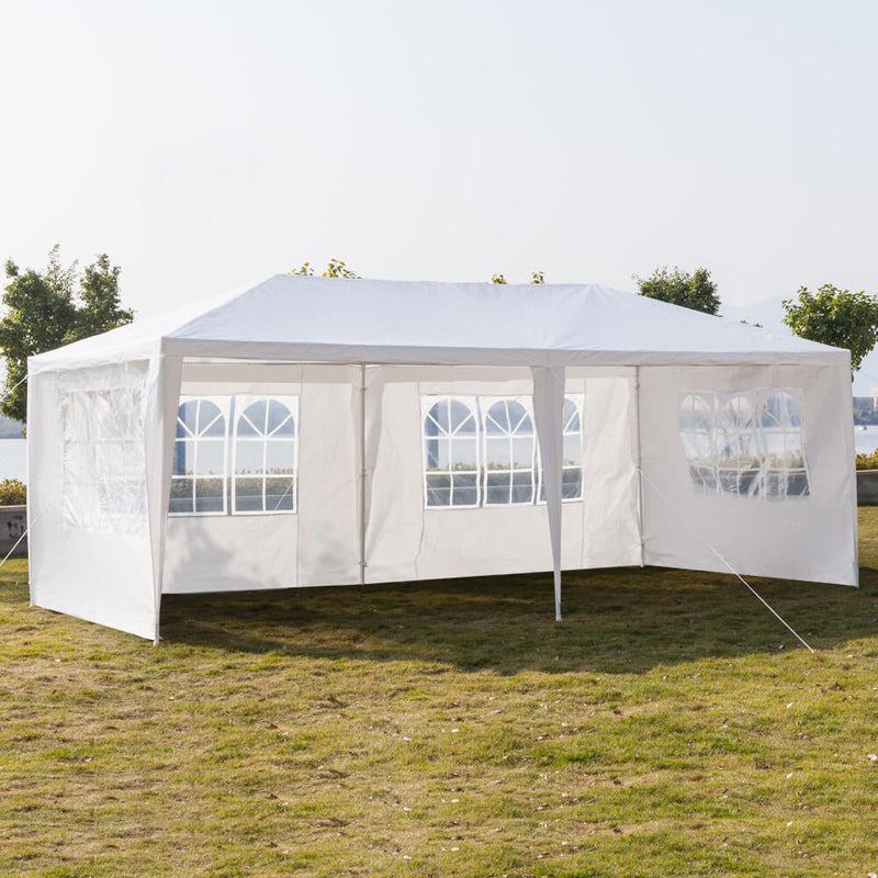 Six Sides Two Doors Waterproof Tent with Spiral Tubes 10 x 20 ft White