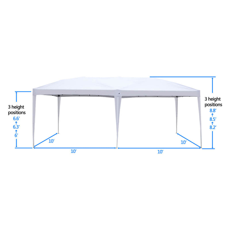 Outdoor Pop up Folding Canopy Tent 10x20ft with Carry Bag for Wedding Beach Party Picnic, White